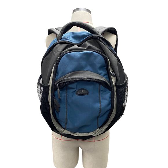 Samsonite Blue Grey Black Laptop Travel School Backpack - Picture 1 of 10